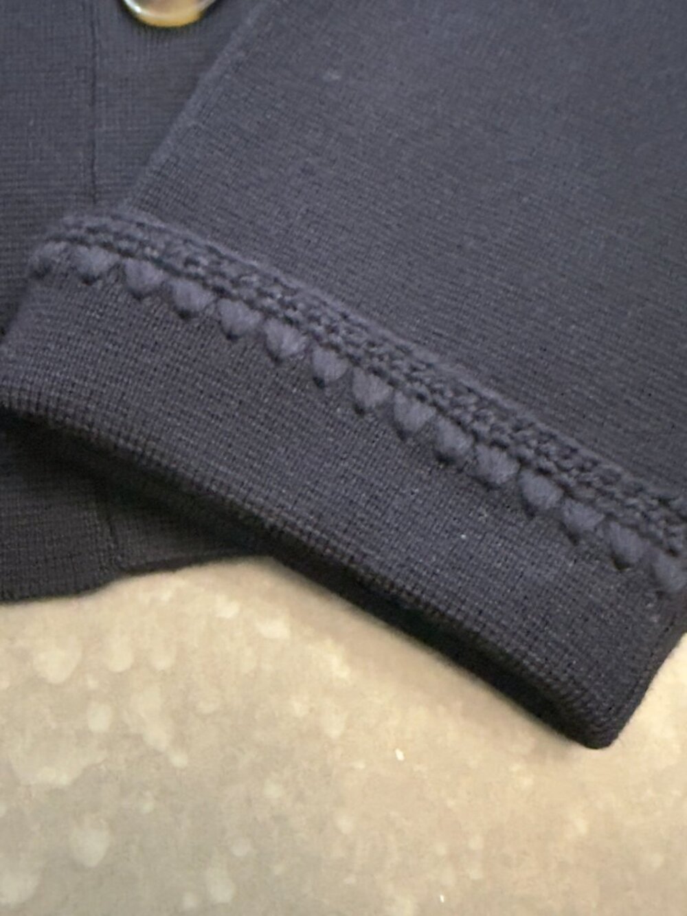 Sézane La Maille Betty Crochet Trim Knit Jacket Sweater Navy NWT Size L - Picture 7 of 14